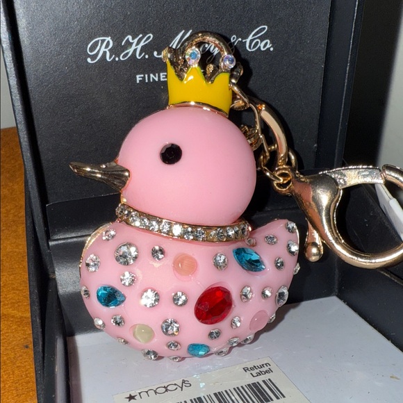 Pink Duck Keychain with Rhinestones - Picture 2 of 3